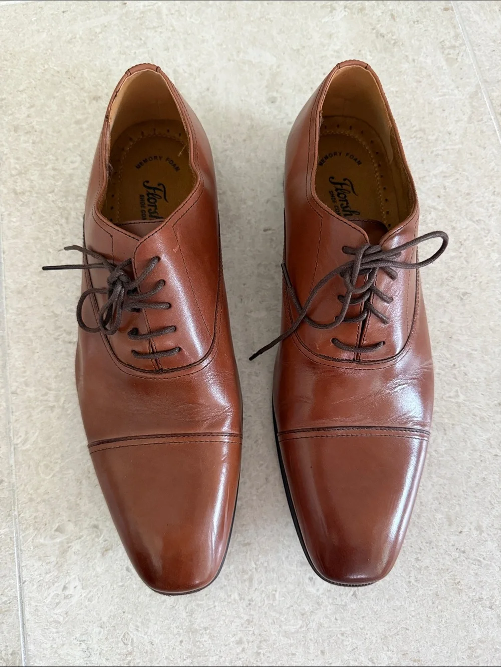 Florsheim Cognac Leather Cap-Toe Oxford Dress Shoes